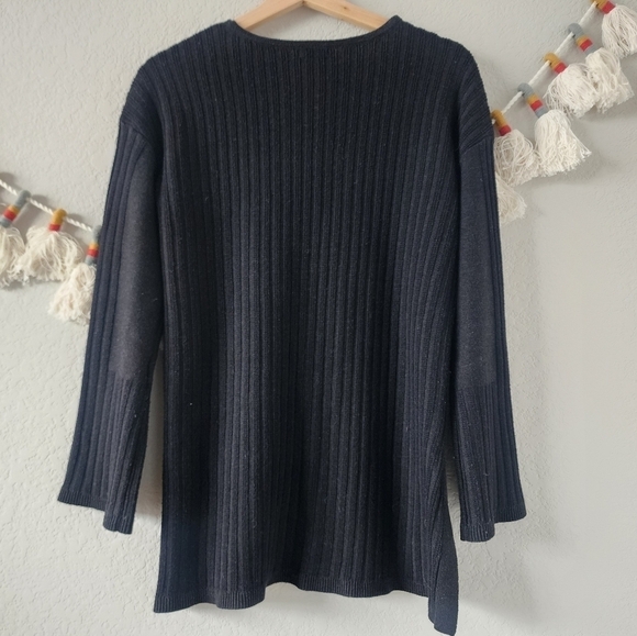 Smartwool Merino Wool Black Ribbed Knit V-neck Pullover Sweater Winter Outdoor S - Picture 2 of 12